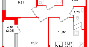 2-к. квартира, 50&nbsp;м²