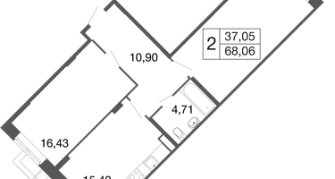 2-к. квартира, 68&nbsp;м²