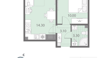 1-к. квартира, 30&nbsp;м²