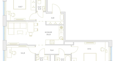 4-к. квартира, 83&nbsp;м²