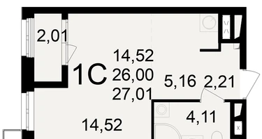 1-к. квартира, 26&nbsp;м²