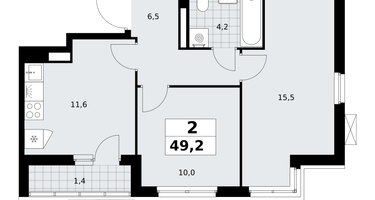 2-к. квартира, 49 м²