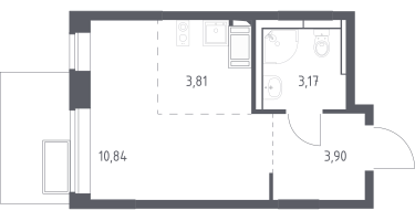 Студия, 21&nbsp;м²