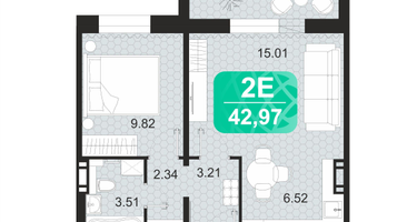 2-к. квартира, 42 м²