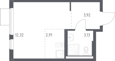Студия, 22&nbsp;м²