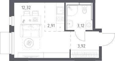 Студия, 22&nbsp;м²