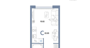 Студия, 22&nbsp;м²