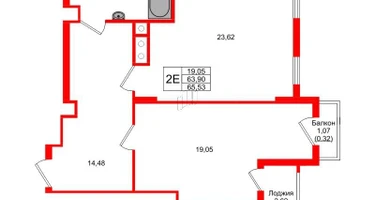 1-к. квартира, 63&nbsp;м²