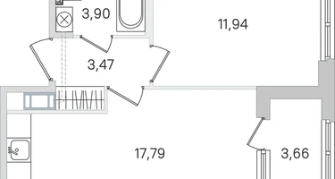 1-к. квартира, 38&nbsp;м²