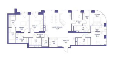 5-к. квартира, 194&nbsp;м²