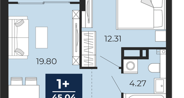 1-к. квартира, 42 м²