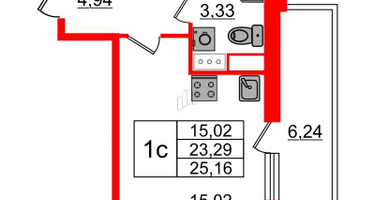 Студия, 23&nbsp;м²