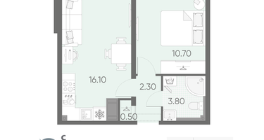 1-к. квартира, 33 м²