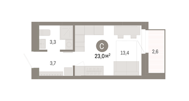 Студия, 23&nbsp;м²