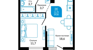 1-к. квартира, 40&nbsp;м²