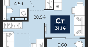 Студия, 28 м²