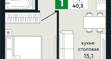 1-к. квартира, 40 м²