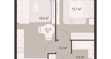 1-к. квартира, 40&nbsp;м²