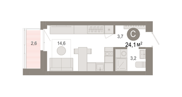 Студия, 24&nbsp;м²