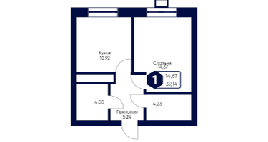 1-к. квартира, 39&nbsp;м²