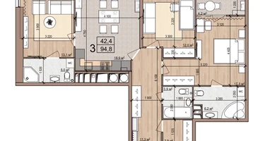 3-к. квартира, 94&nbsp;м²
