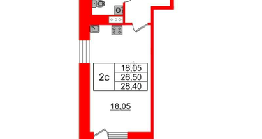 Студия, 26 м²