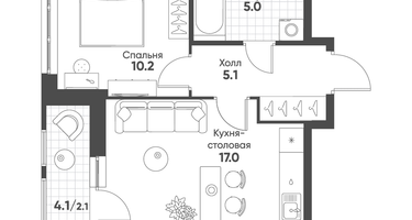 1-к. квартира, 39&nbsp;м²