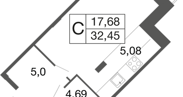 Студия, 32&nbsp;м²