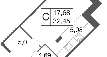 Студия, 32&nbsp;м²
