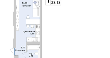 Студия, 28 м²