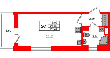 Студия, 24&nbsp;м²