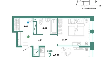 2-к. квартира, 42&nbsp;м²