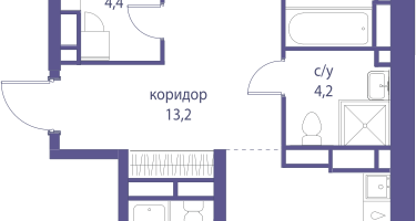 1-к. квартира, 46&nbsp;м²