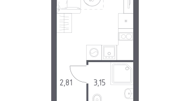 Студия, 17&nbsp;м²