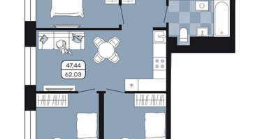 Студия, 62&nbsp;м²