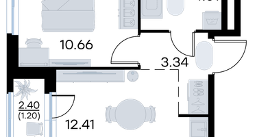 1-к. квартира, 31&nbsp;м²