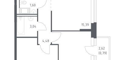2-к. квартира, 55&nbsp;м²