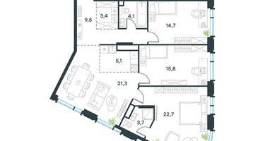 4-к. квартира, 101 м²