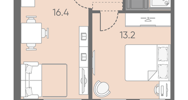 1-к. квартира, 36&nbsp;м²