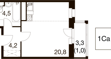 Студия, 29 м²