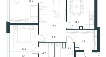 3-к. квартира, 81&nbsp;м²
