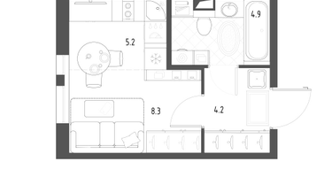 Студия, 22&nbsp;м²