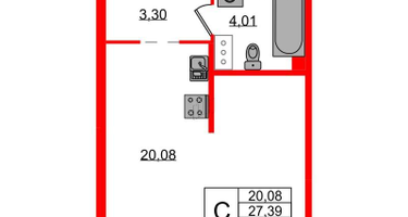 Студия, 27&nbsp;м²