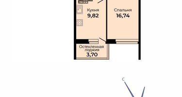 1-к. квартира, 36&nbsp;м²