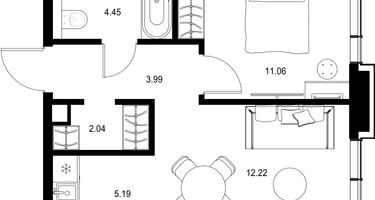 1-к. квартира, 38 м²