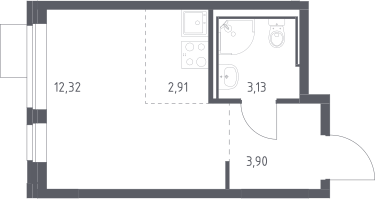 Студия, 22&nbsp;м²