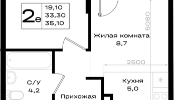2-к. квартира, 35 м²