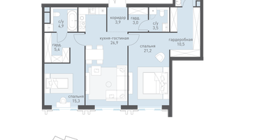 2-к. квартира, 101&nbsp;м²
