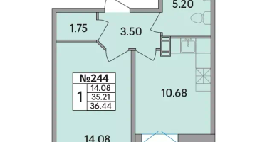 1-к. квартира, 36&nbsp;м²