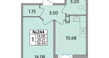 1-к. квартира, 36&nbsp;м²